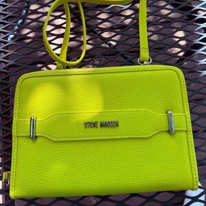 STEVE MADDEN BPENN Wallet on Strap Yellow Leather Crossbody Bag